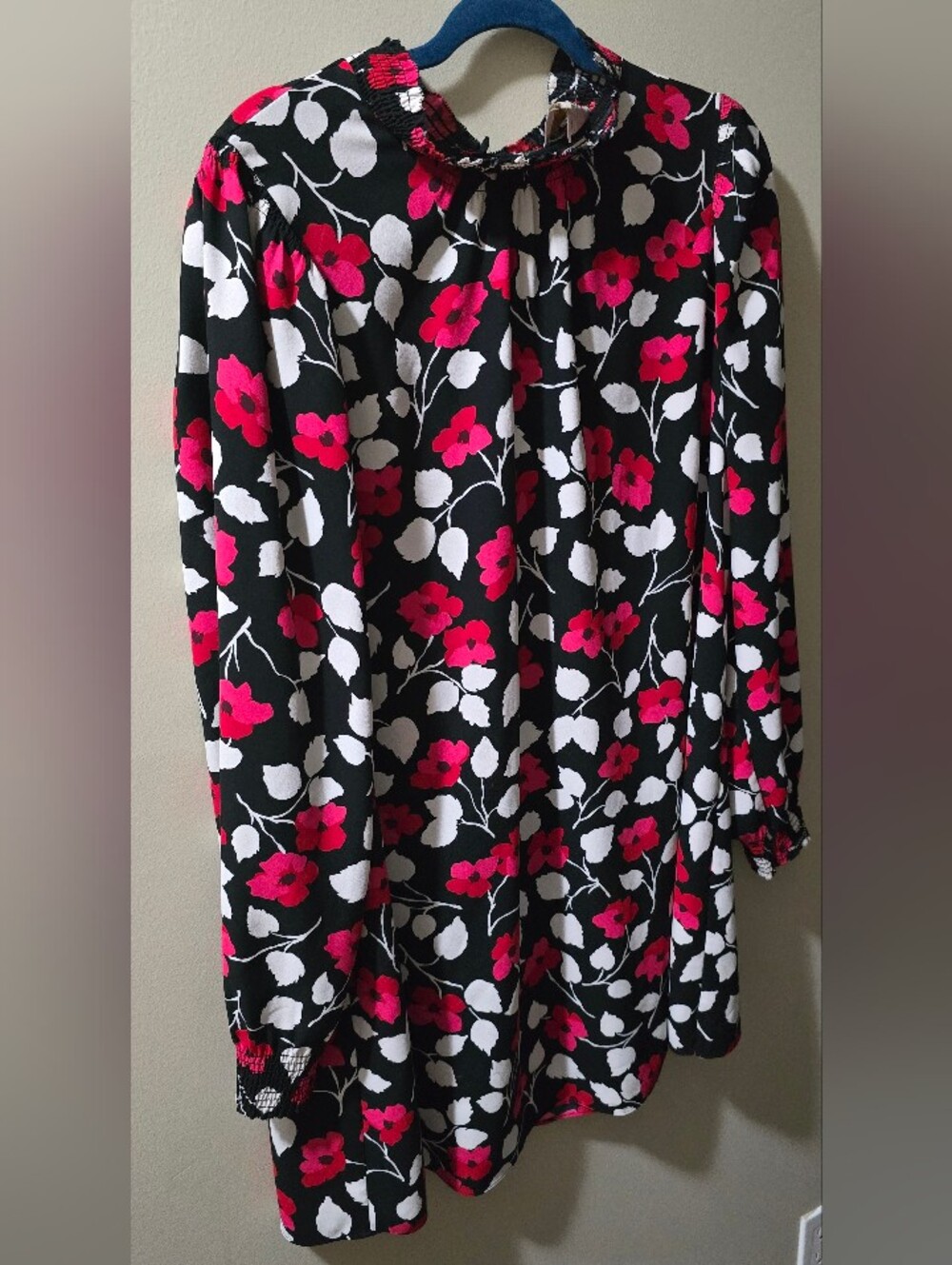 kate spade Black Blouse with Pink and White Floral Accents